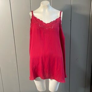 Torrid Red Burgundy Camisole Tunic Tank Top Eyelet Lace Festival Boho Coquette